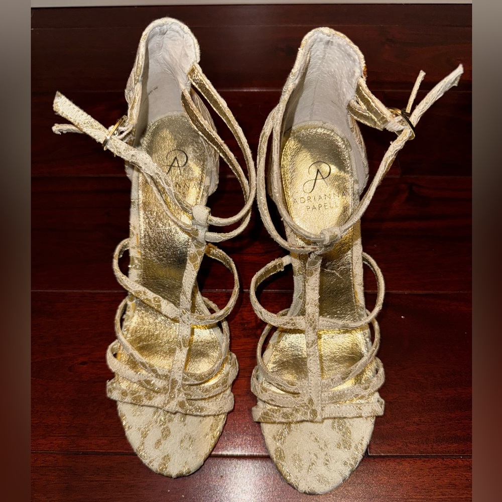 Gold and cream straps heels
